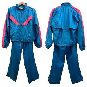 Vintage Dolfin Tracksuit M | Blue Pink Windbreaker Set, 80s 90s Retro Vibes